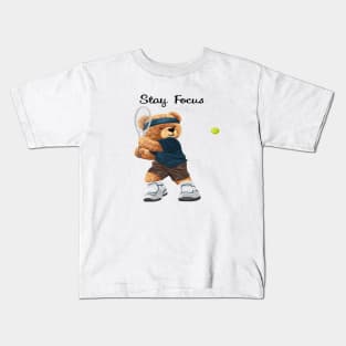 BEAR PLAYING TENNIS Kids T-Shirt
